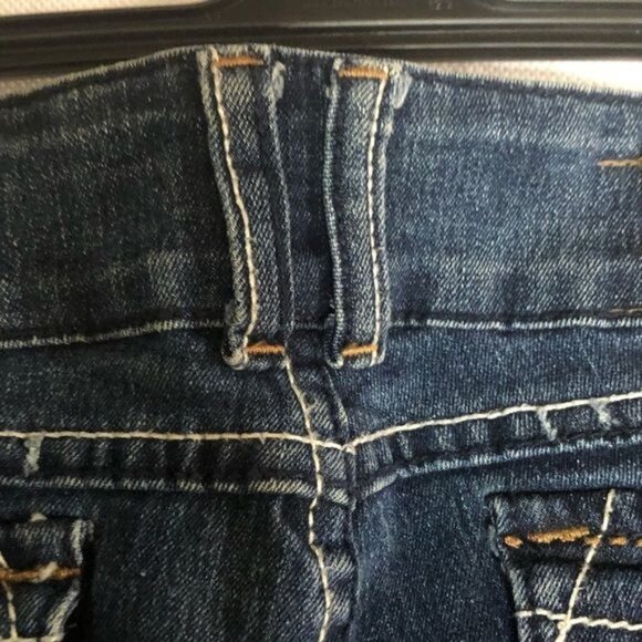 D-FUZ Premium Denimwear Boot Cut Blue Jeans distressed embroidered 9/10 READ - Picture 8 of 12